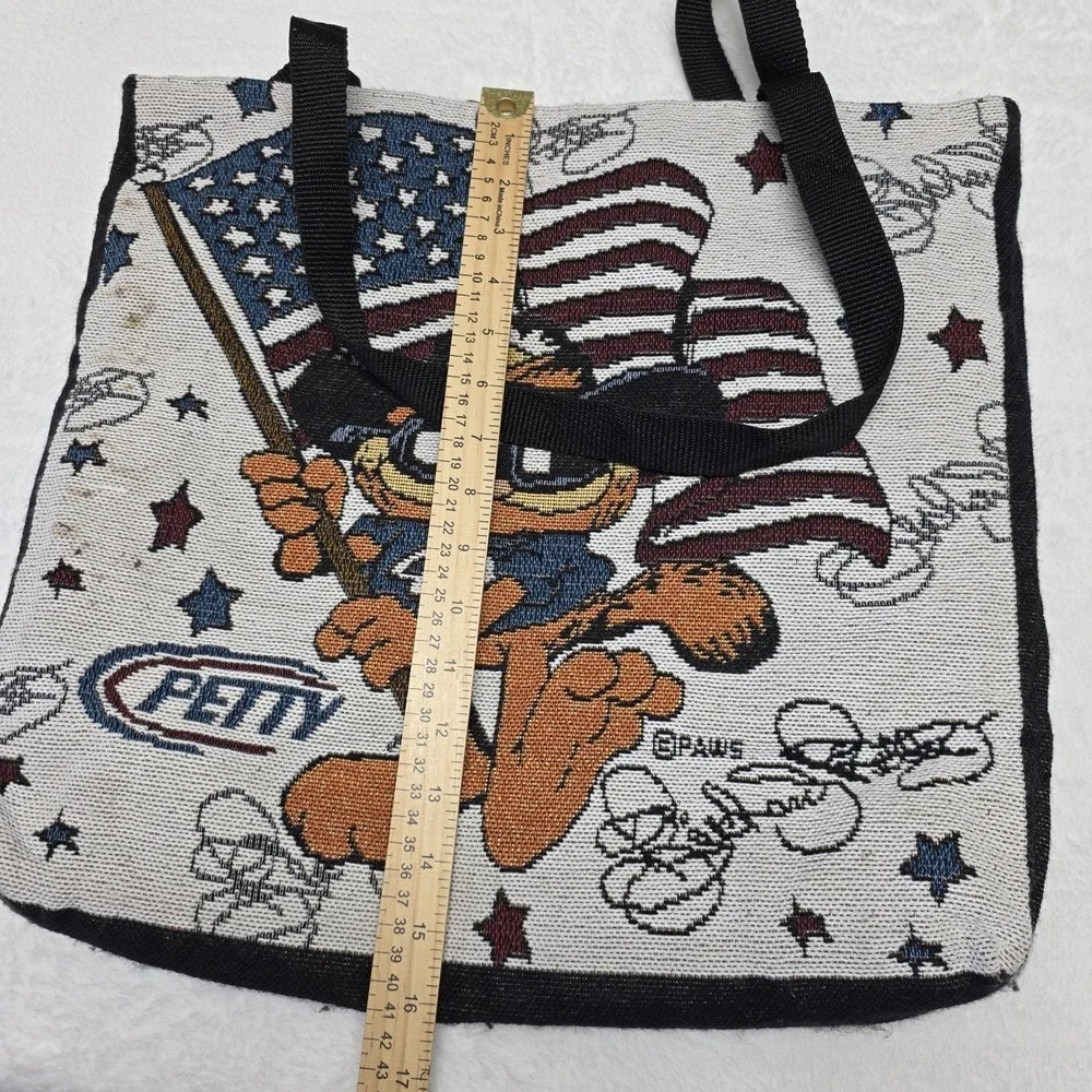Vtg Garfield Richard Petty Tote Bag Nascar‎ Paws 16x17in Mixed Materials